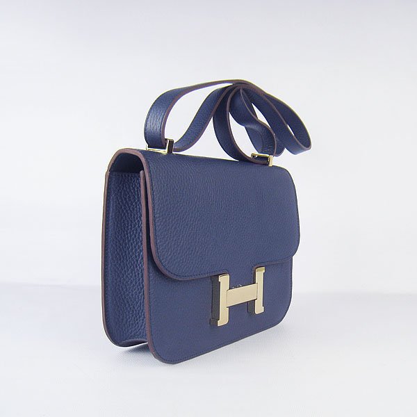 7A Hermes Oxhide Leather Message Bag Dark Blue H017